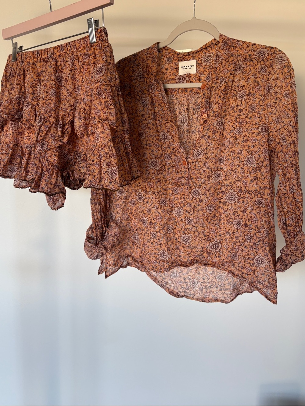Isabel Marant Etoile Printed Ruffle Short & Top Set Size 40